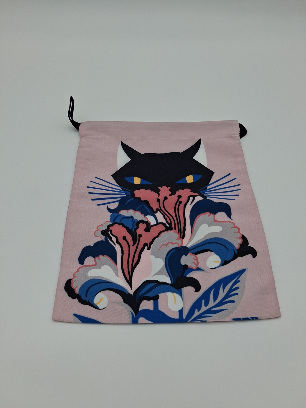 MIU MIU Pink Black Cat Floral Drawstring Dust Bag Pouch Luxury Packaging - Picture 3 of 6